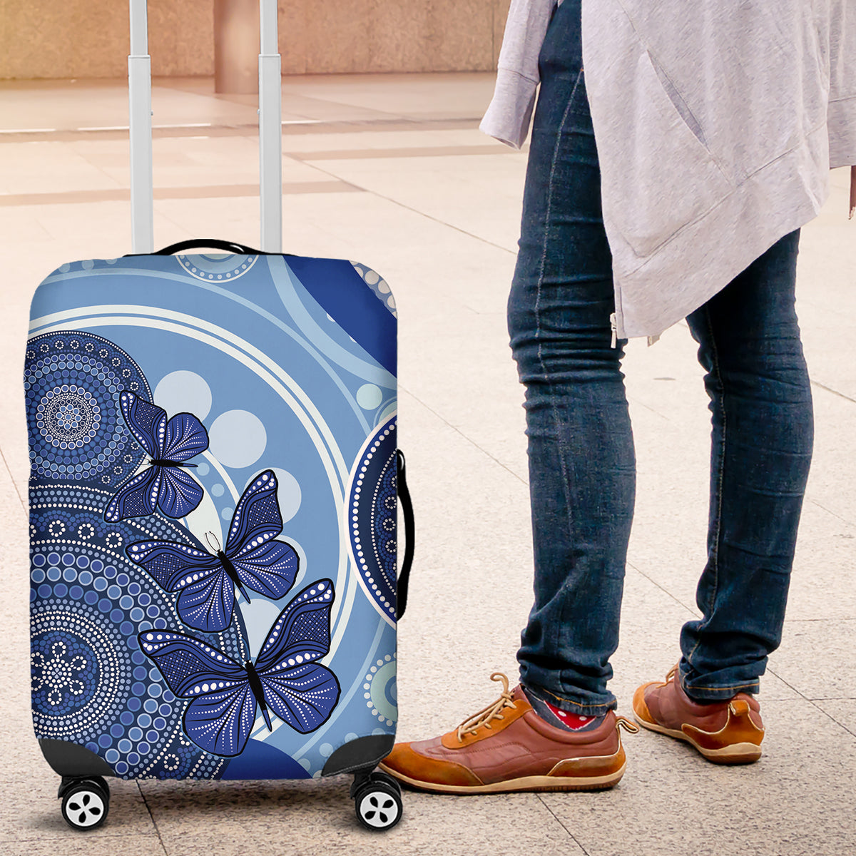 Australia Autism Awareness Luggage Cover 4 April Indigenous Butterfly