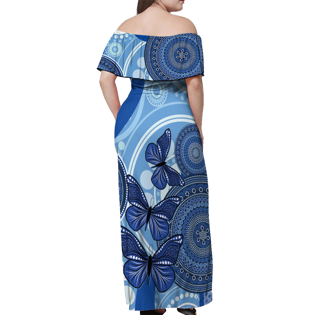 Australia Autism Awareness Off Shoulder Maxi Dress 4 April Indigenous Butterfly