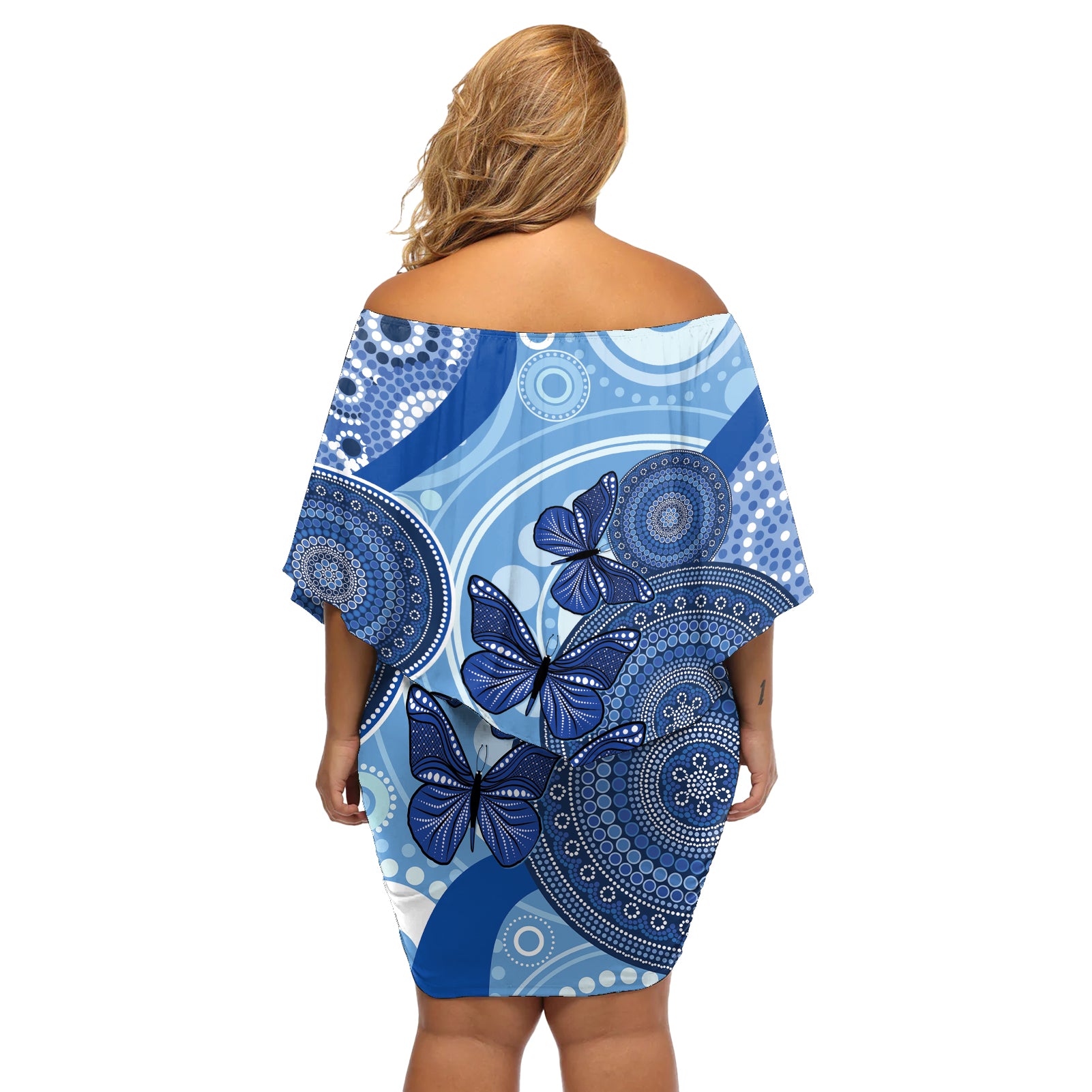 Australia Autism Awareness Off Shoulder Short Dress 4 April Indigenous Butterfly