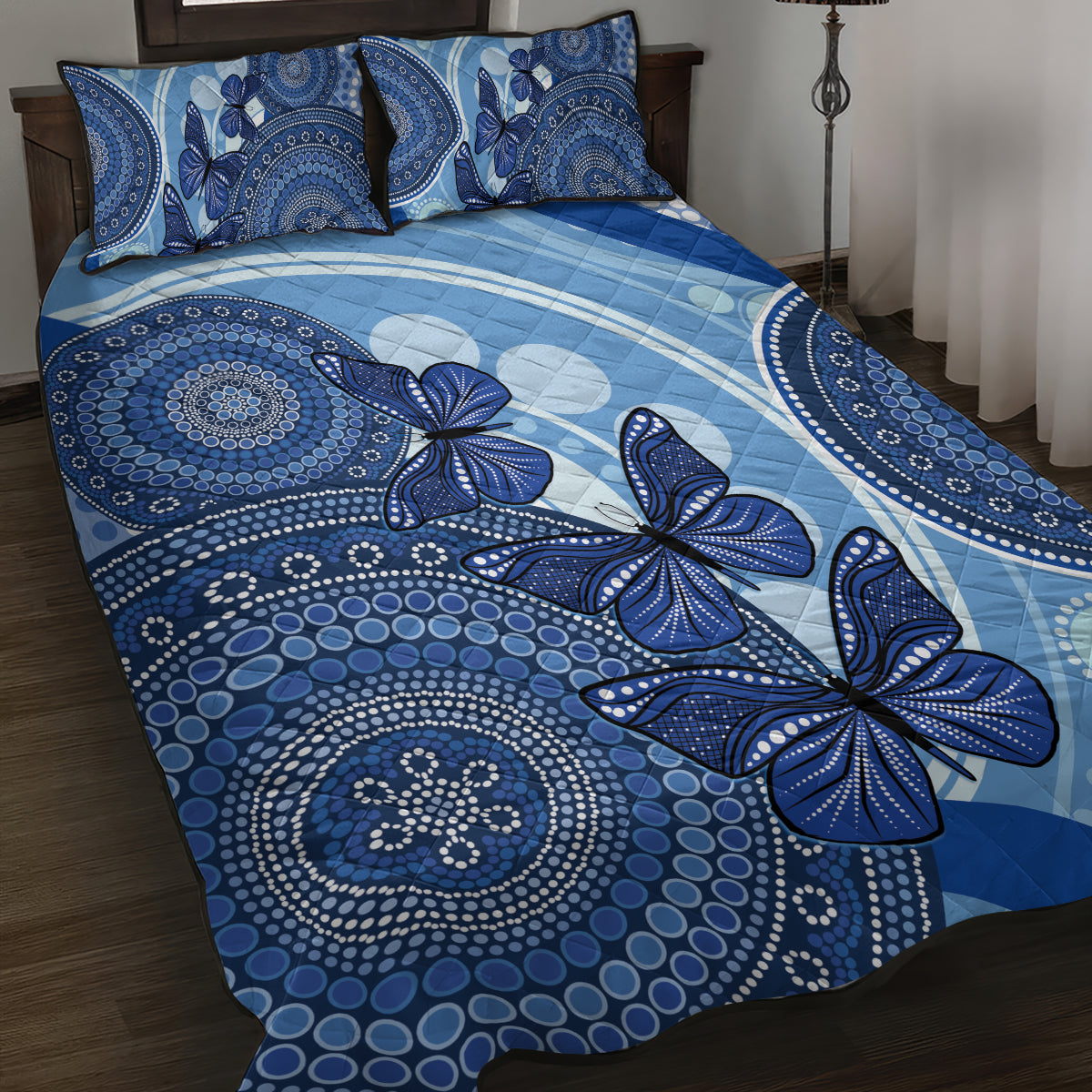 Australia Autism Awareness Quilt Bed Set 4 April Indigenous Butterfly