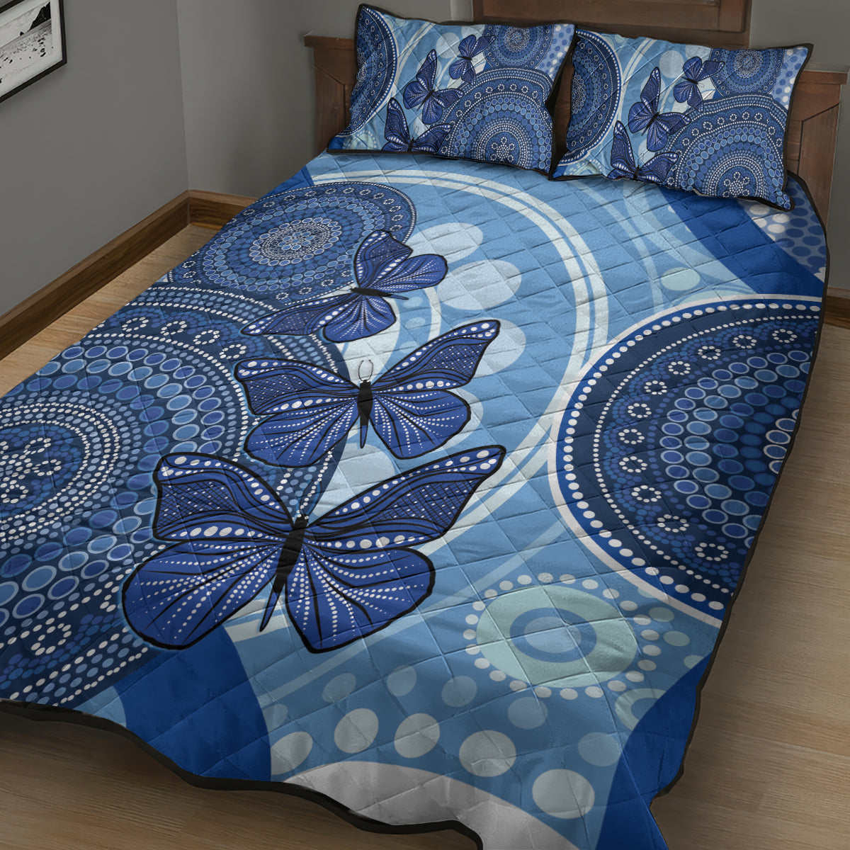 Australia Autism Awareness Quilt Bed Set 4 April Indigenous Butterfly