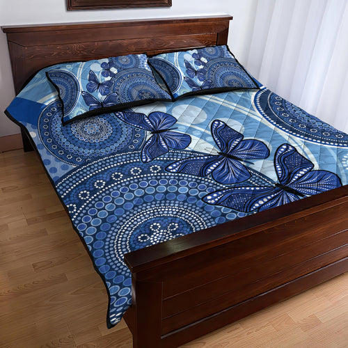 Australia Autism Awareness Quilt Bed Set 4 April Indigenous Butterfly
