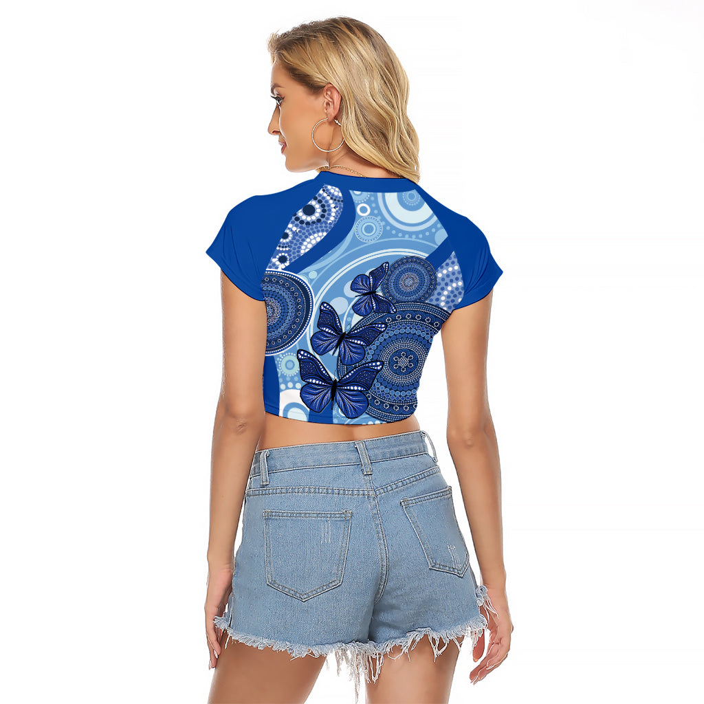 Australia Autism Awareness Raglan Cropped T Shirt 4 April Indigenous Butterfly