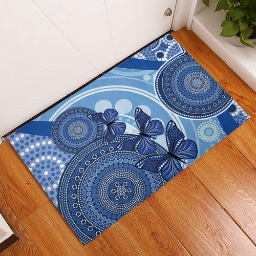 Australia Autism Awareness Rubber Doormat 4 April Indigenous Butterfly