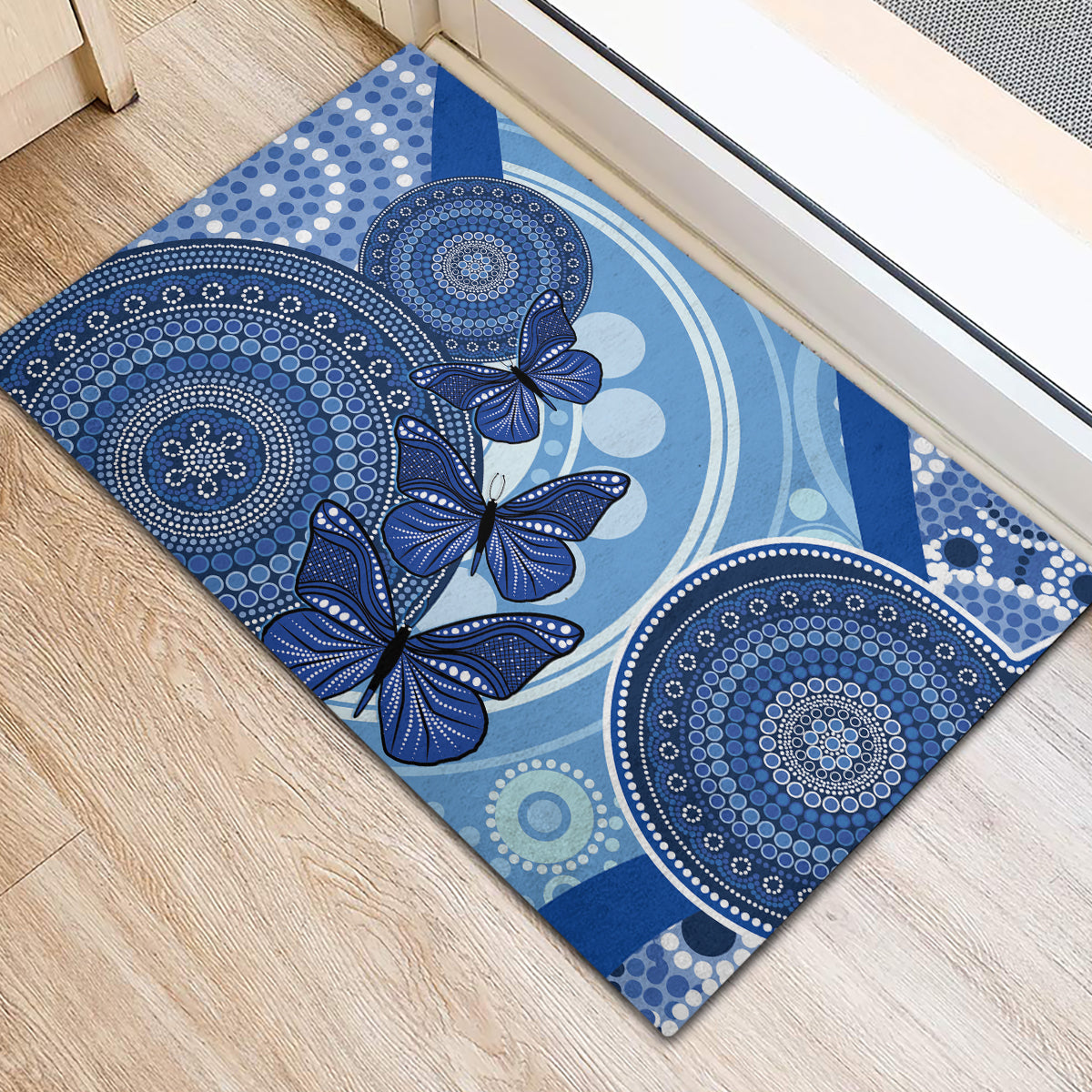 Australia Autism Awareness Rubber Doormat 4 April Indigenous Butterfly
