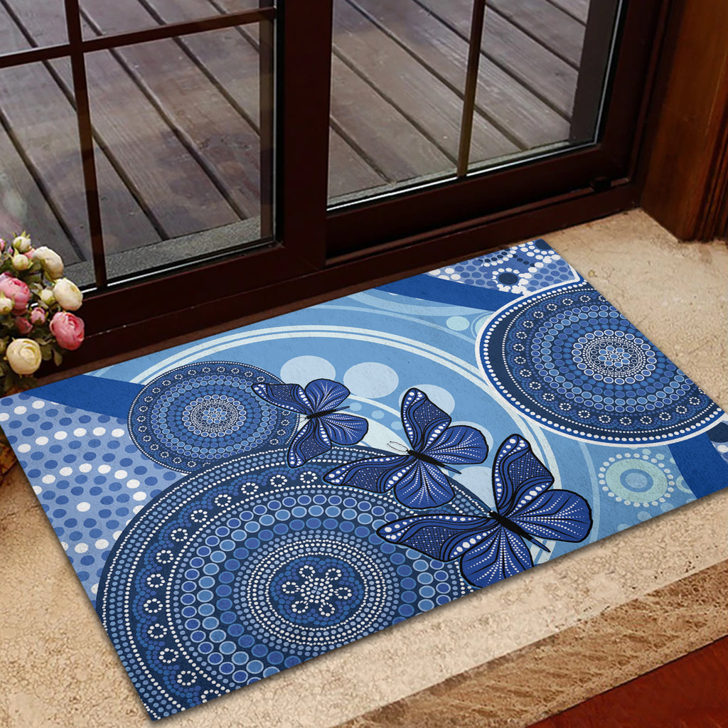 Australia Autism Awareness Rubber Doormat 4 April Indigenous Butterfly