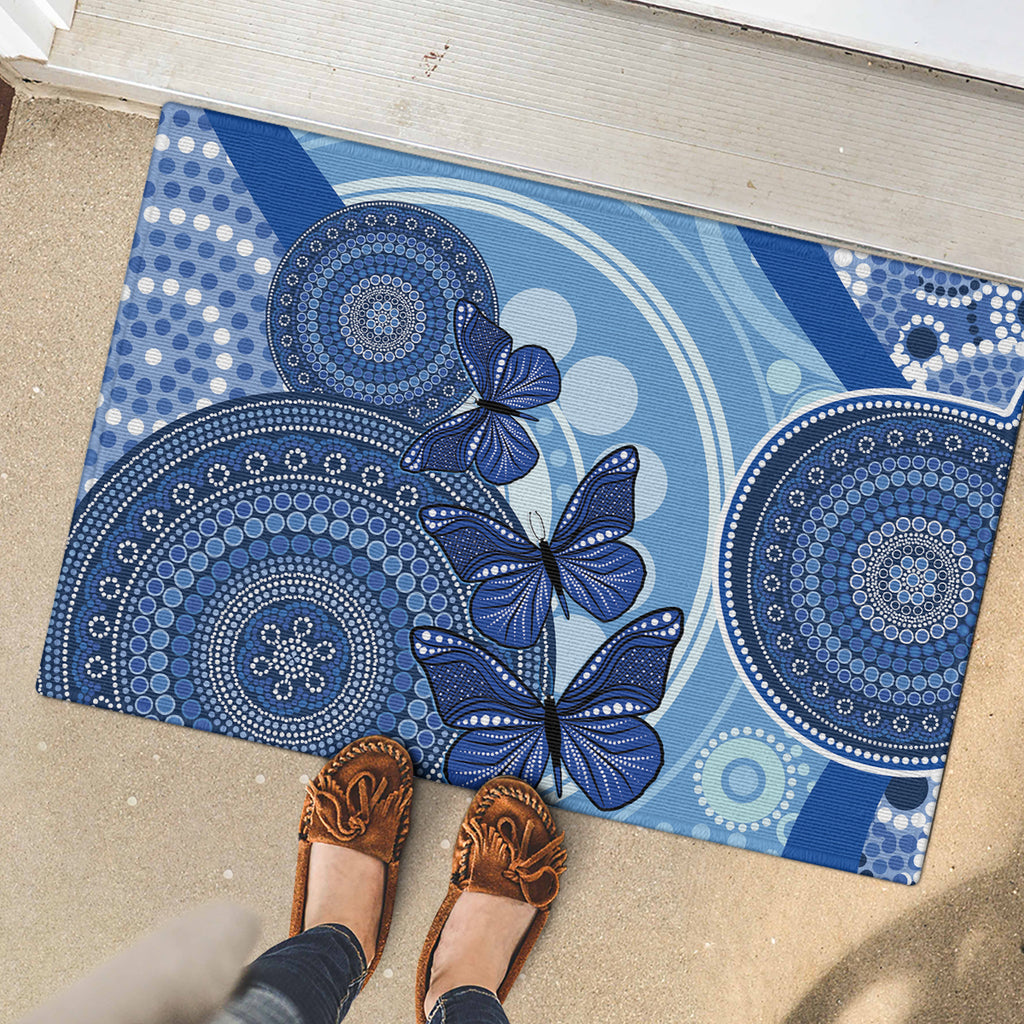 Australia Autism Awareness Rubber Doormat 4 April Indigenous Butterfly