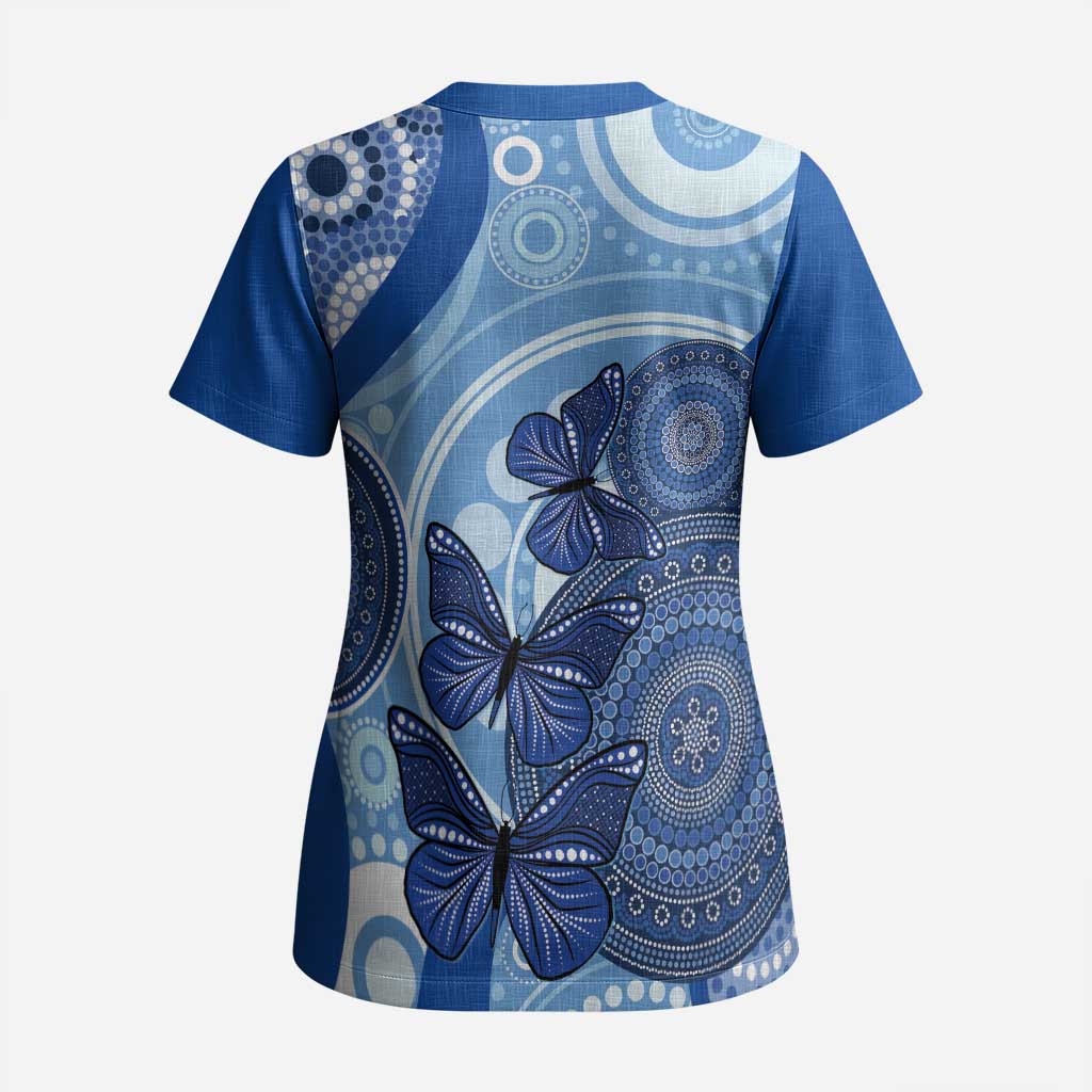 Australia Autism Awareness Scrub Top 2 April Indigenous Butterfly - Aussie Hoodie