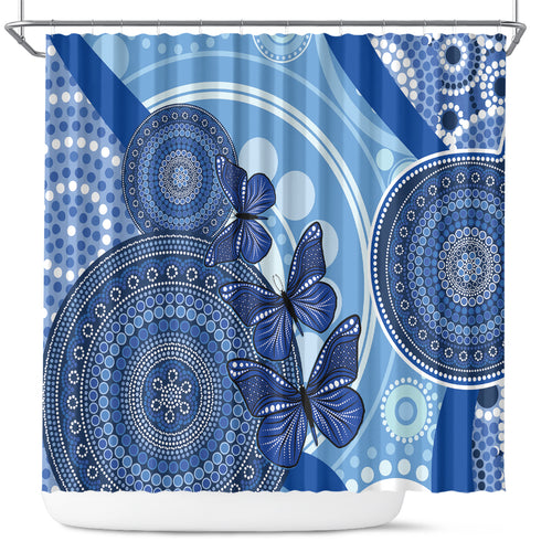 Australia Autism Awareness Shower Curtain 4 April Indigenous Butterfly
