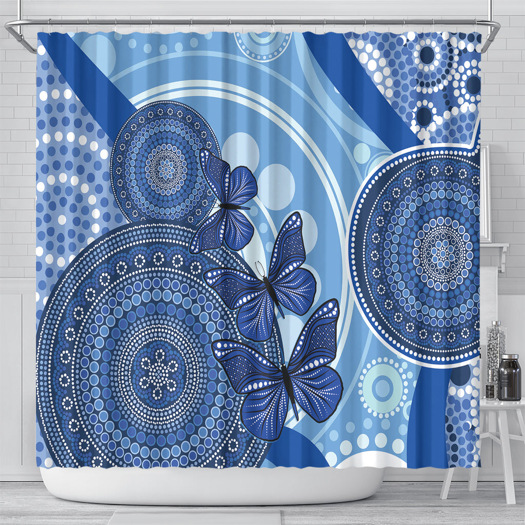 Australia Autism Awareness Shower Curtain 4 April Indigenous Butterfly