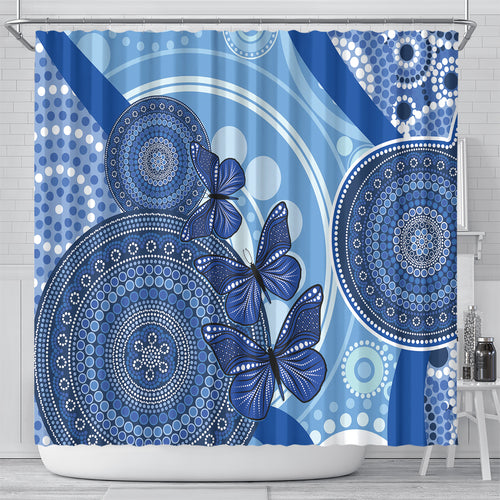 Australia Autism Awareness Shower Curtain 4 April Indigenous Butterfly