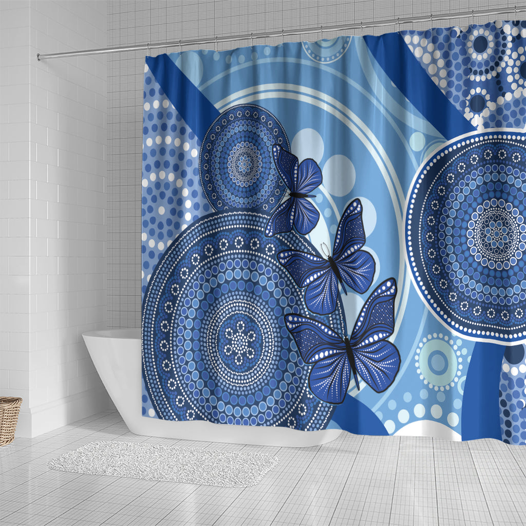 Australia Autism Awareness Shower Curtain 4 April Indigenous Butterfly