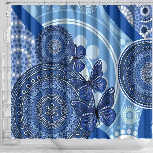 Australia Autism Awareness Shower Curtain 4 April Indigenous Butterfly