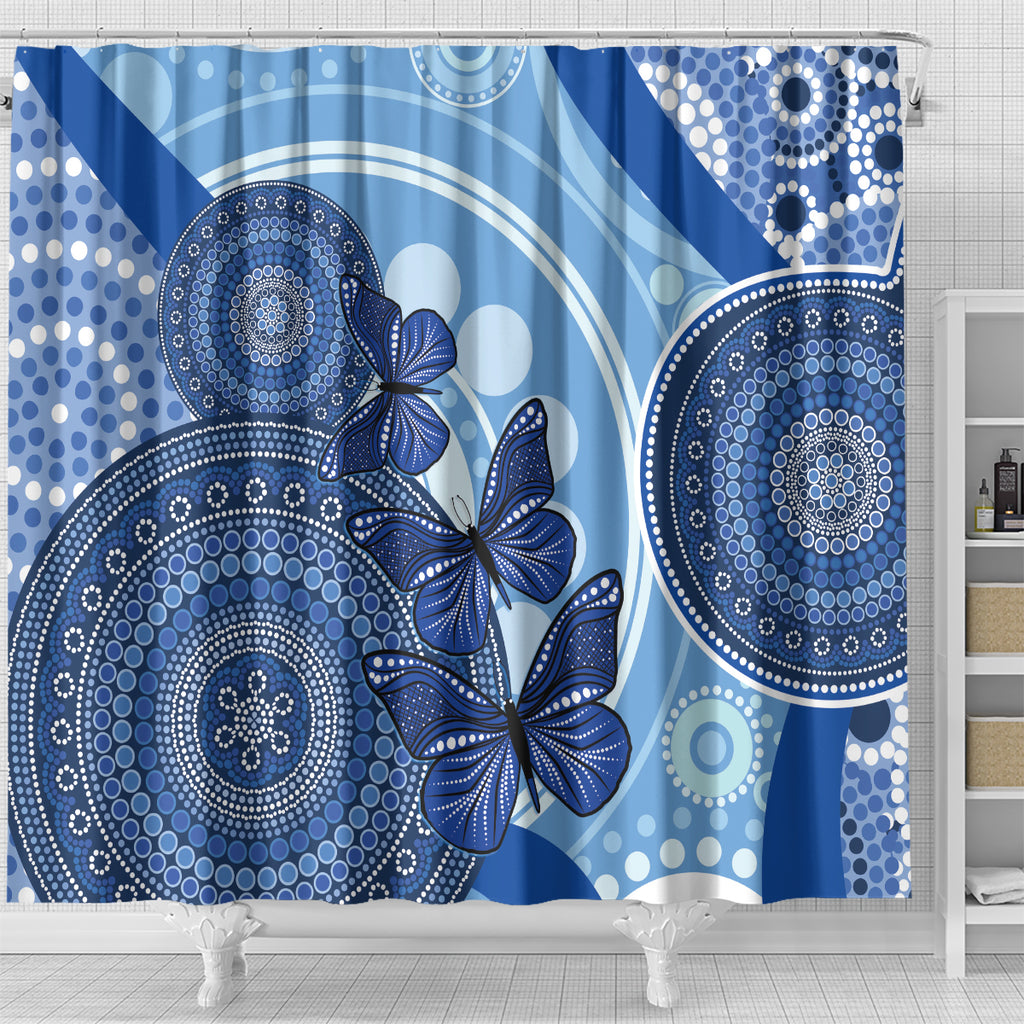 Australia Autism Awareness Shower Curtain 4 April Indigenous Butterfly