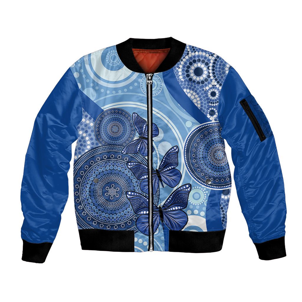 Australia Autism Awareness Sleeve Zip Bomber Jacket 4 April Indigenous Butterfly