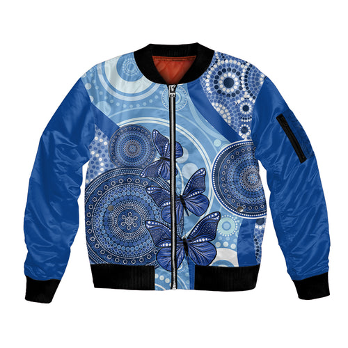 Australia Autism Awareness Sleeve Zip Bomber Jacket 4 April Indigenous Butterfly
