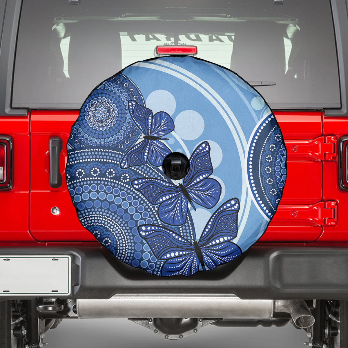 Australia Autism Awareness Spare Tire Cover 4 April Indigenous Butterfly