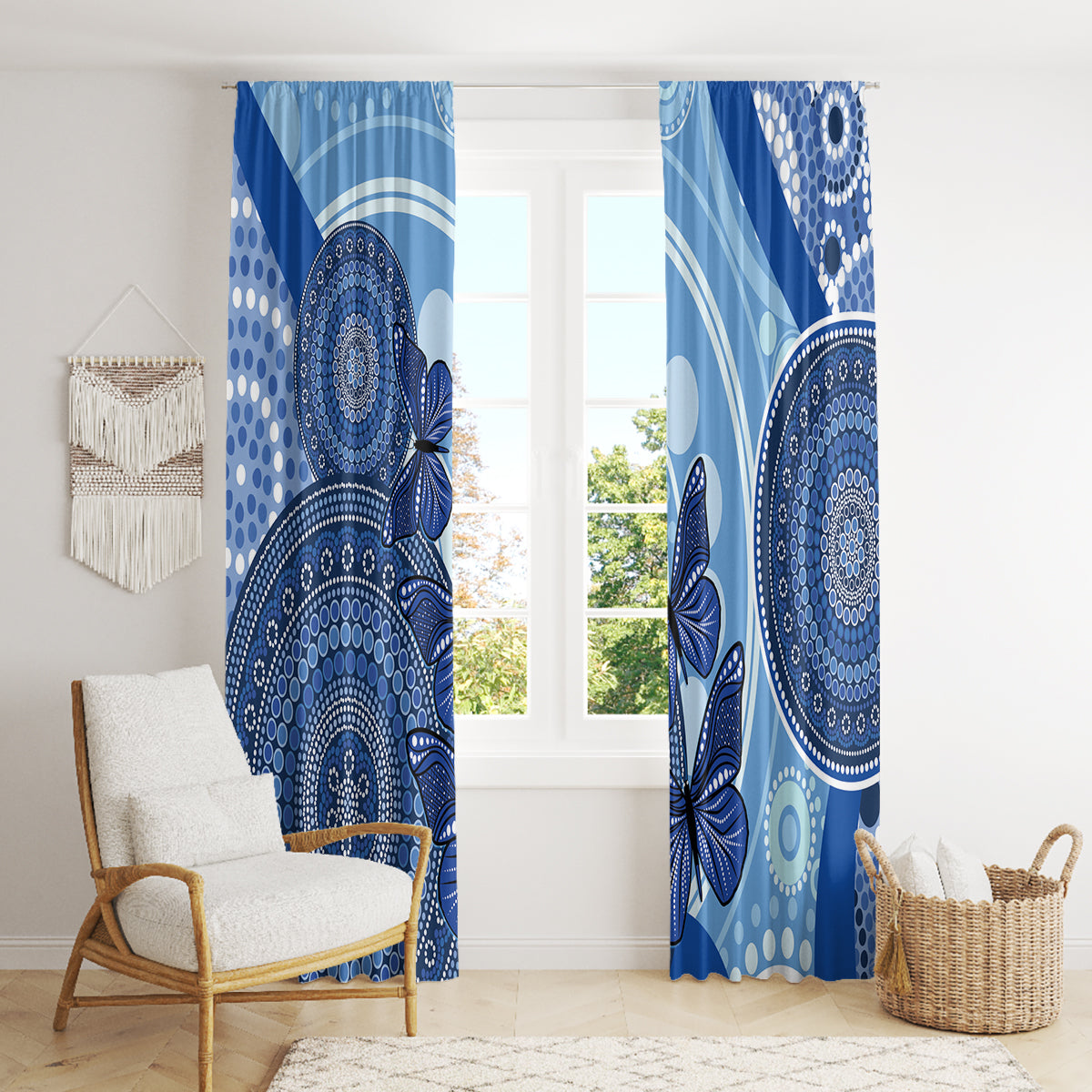Australia Autism Awareness Window Curtain 4 April Indigenous Butterfly
