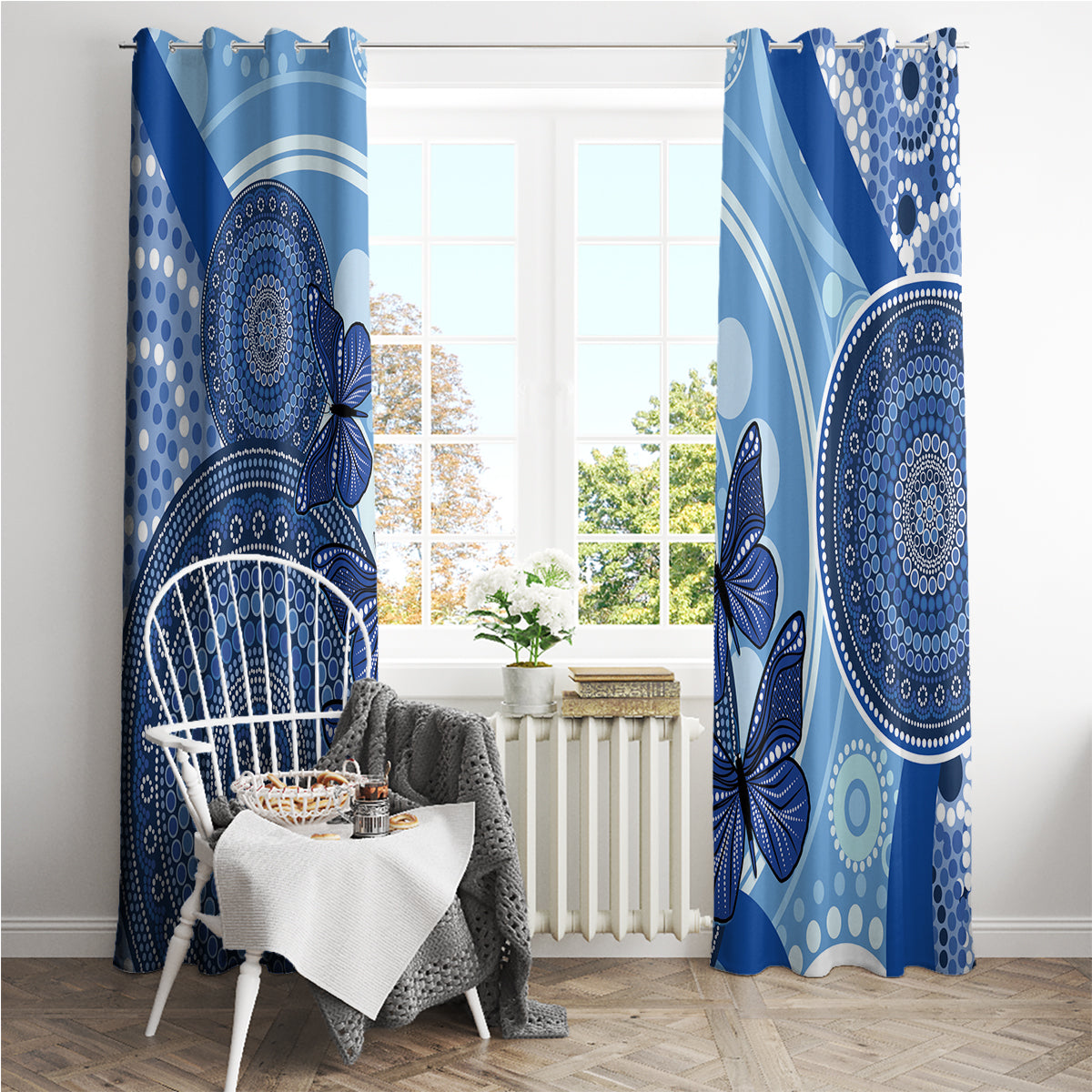 Australia Autism Awareness Window Curtain 4 April Indigenous Butterfly