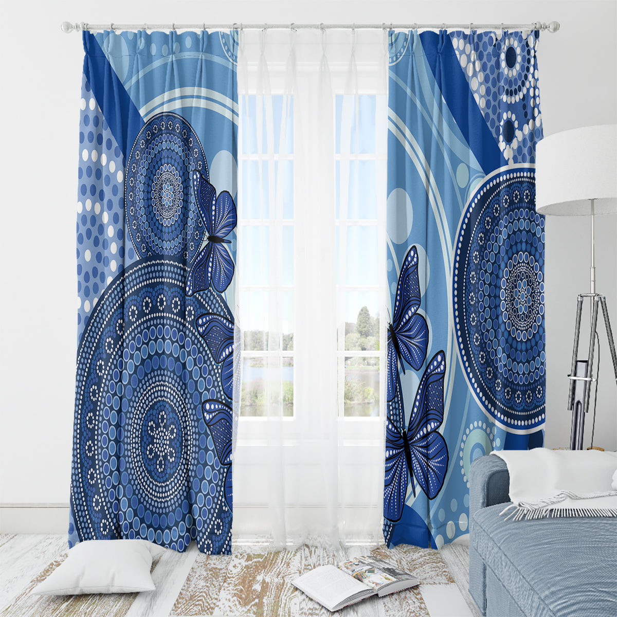 Australia Autism Awareness Window Curtain 4 April Indigenous Butterfly