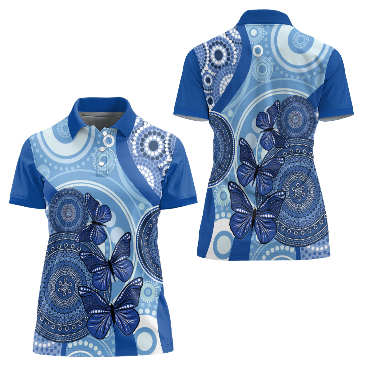 Australia Autism Awareness Women Polo Shirt 4 April Indigenous Butterfly
