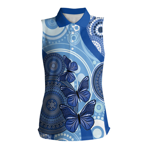 Australia Autism Awareness Women Sleeveless Polo Shirt 4 April Indigenous Butterfly