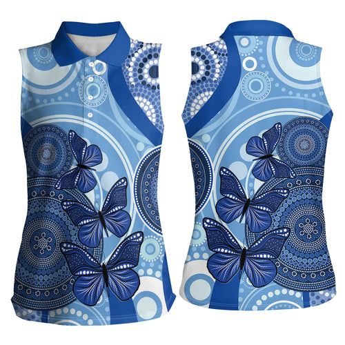 Australia Autism Awareness Women Sleeveless Polo Shirt 4 April Indigenous Butterfly