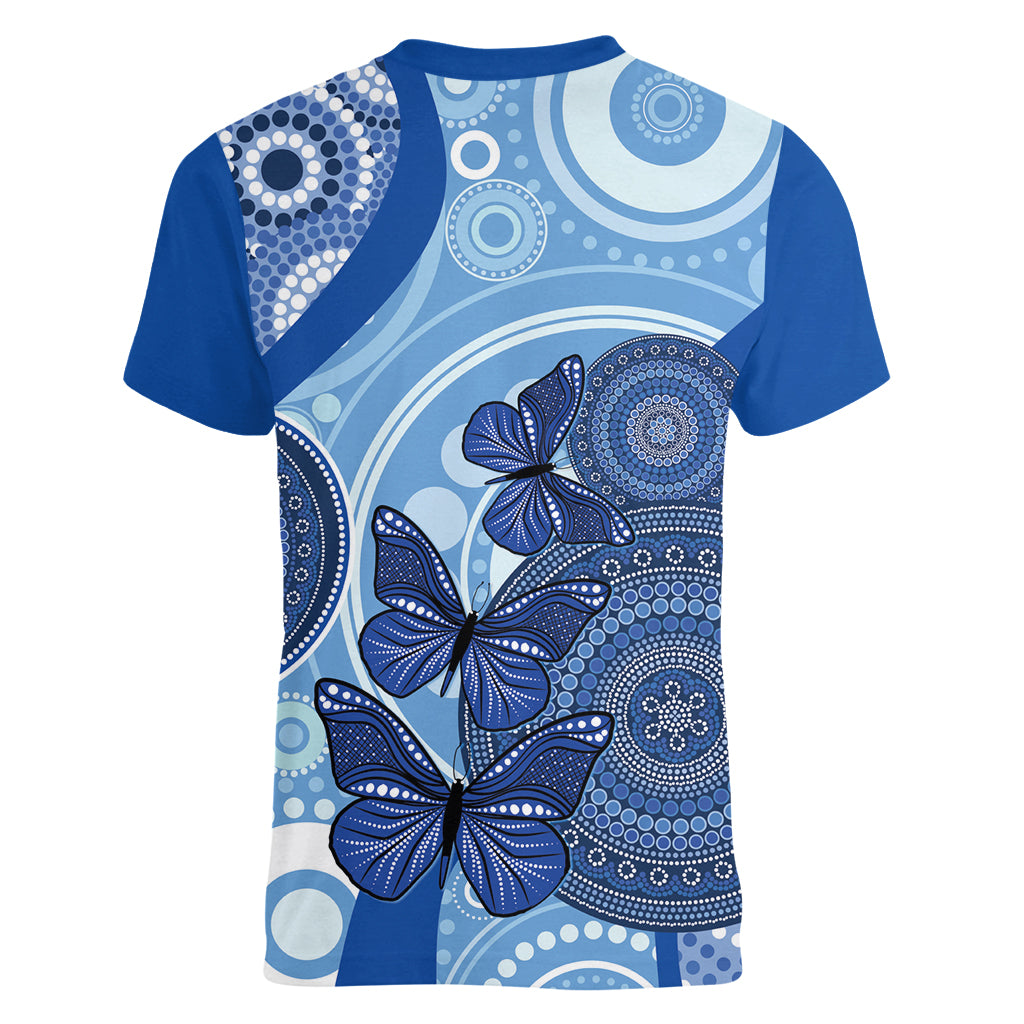Australia Autism Awareness Women V-Neck T-Shirt 4 April Indigenous Butterfly