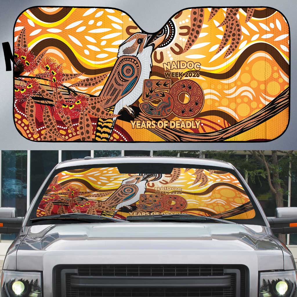 Kookaburra Australia NAIDOC Week 2026 Auto Sun Shade 50 Years Deadly Indigenous Art