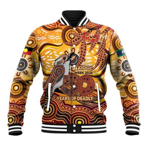 Kookaburra Australia NAIDOC Week 2026 Baseball Jacket 50 Years Deadly Indigenous Art