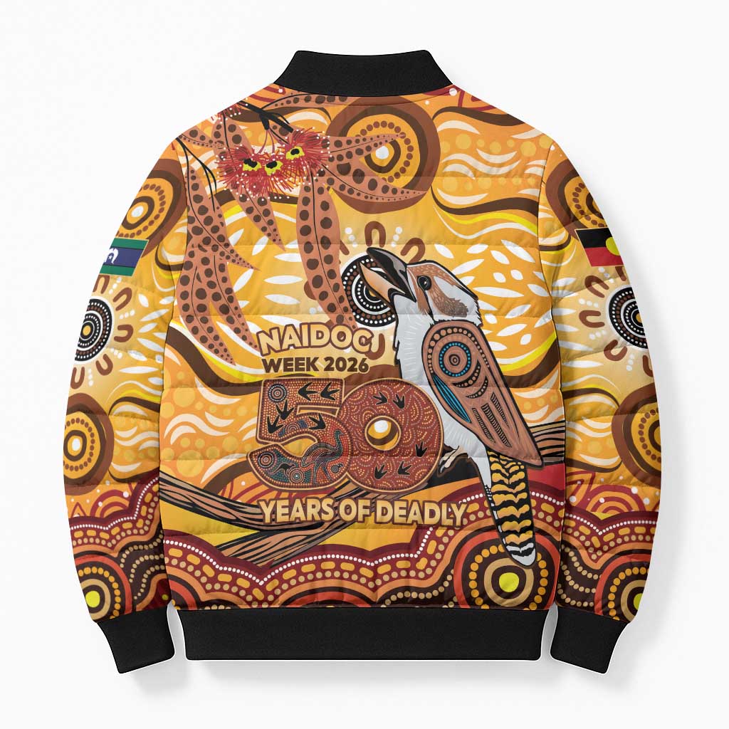 Kookaburra Australia NAIDOC Week 2026 Bomber Puffer Jacket 50 Years Deadly Indigenous Art