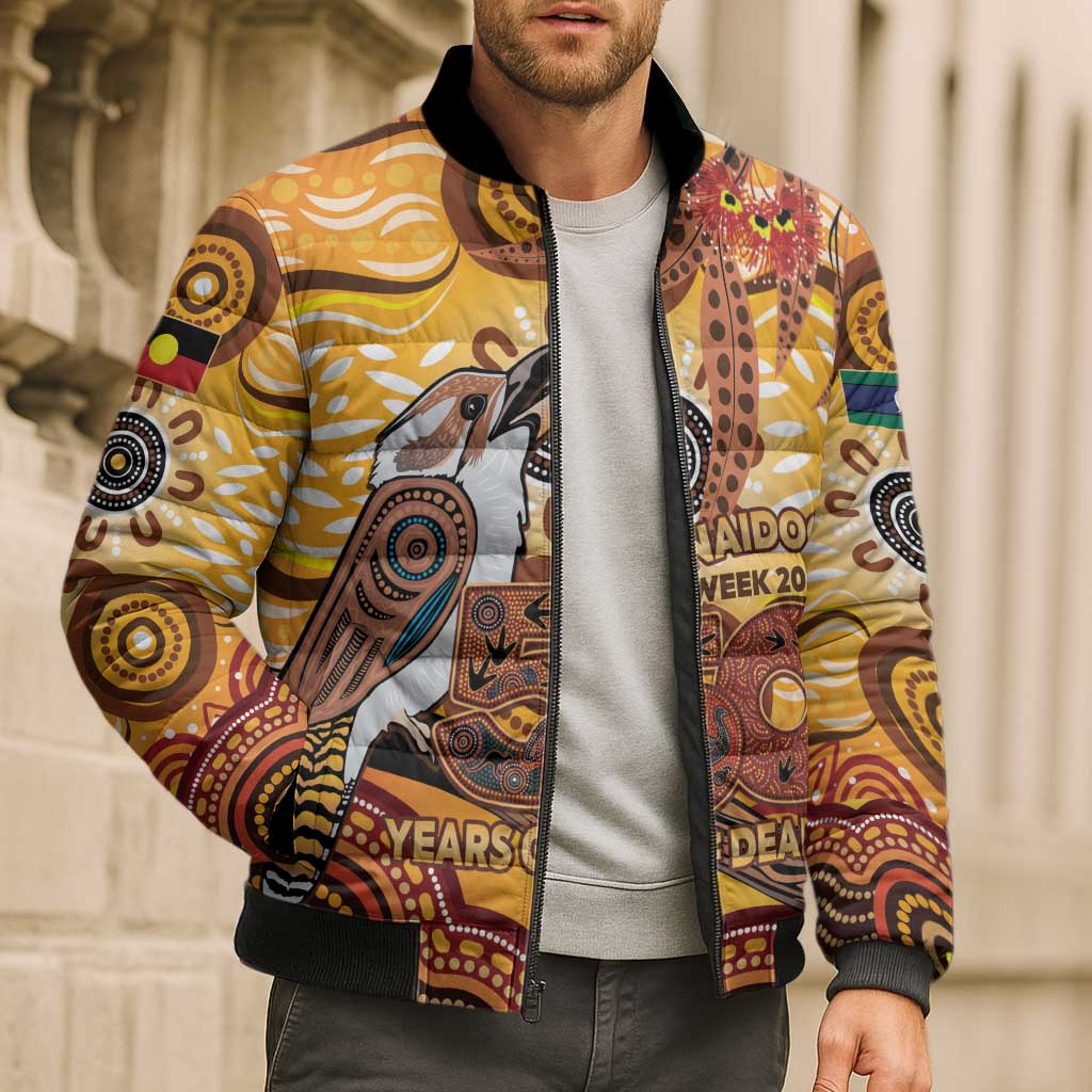 Kookaburra Australia NAIDOC Week 2026 Bomber Puffer Jacket 50 Years Deadly Indigenous Art