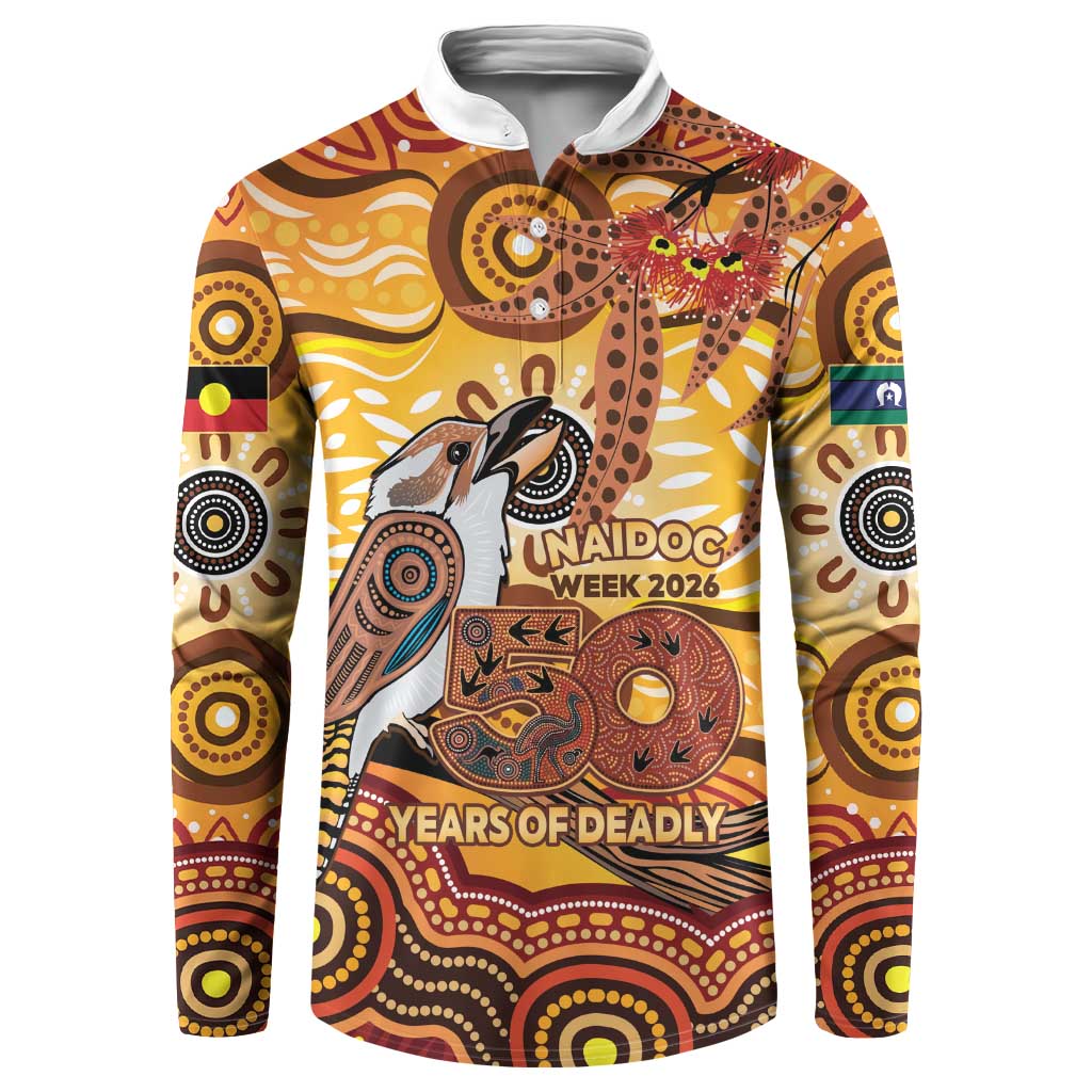 Kookaburra Australia NAIDOC Week 2026 Button Sweatshirt 50 Years Deadly Indigenous Art