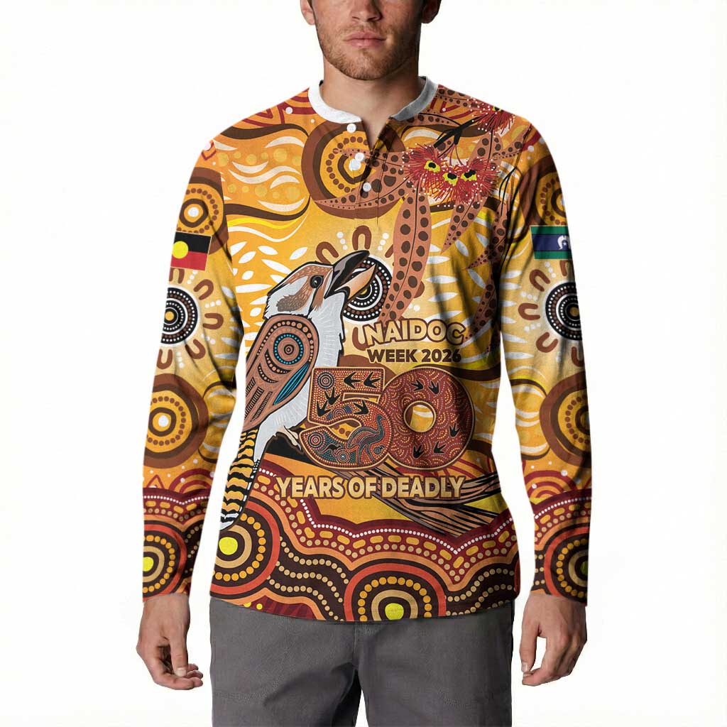 Kookaburra Australia NAIDOC Week 2026 Button Sweatshirt 50 Years Deadly Indigenous Art