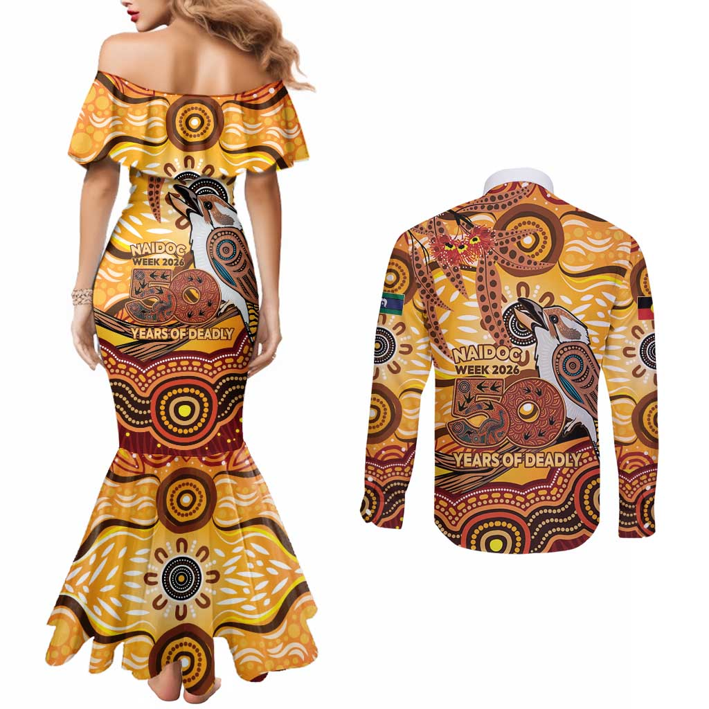 Kookaburra Australia NAIDOC Week 2026 Couples Matching Mermaid Dress and Long Sleeve Button Shirt 50 Years Deadly Indigenous Art