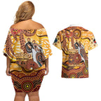 Kookaburra Australia NAIDOC Week 2026 Couples Matching Off Shoulder Short Dress and Hawaiian Shirt 50 Years Deadly Indigenous Art