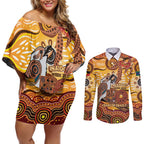 Kookaburra Australia NAIDOC Week 2026 Couples Matching Off Shoulder Short Dress and Long Sleeve Button Shirt 50 Years Deadly Indigenous Art