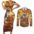 Kookaburra Australia NAIDOC Week 2026 Couples Matching Short Sleeve Bodycon Dress and Long Sleeve Button Shirt 50 Years Deadly Indigenous Art