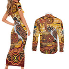 Kookaburra Australia NAIDOC Week 2026 Couples Matching Short Sleeve Bodycon Dress and Long Sleeve Button Shirt 50 Years Deadly Indigenous Art
