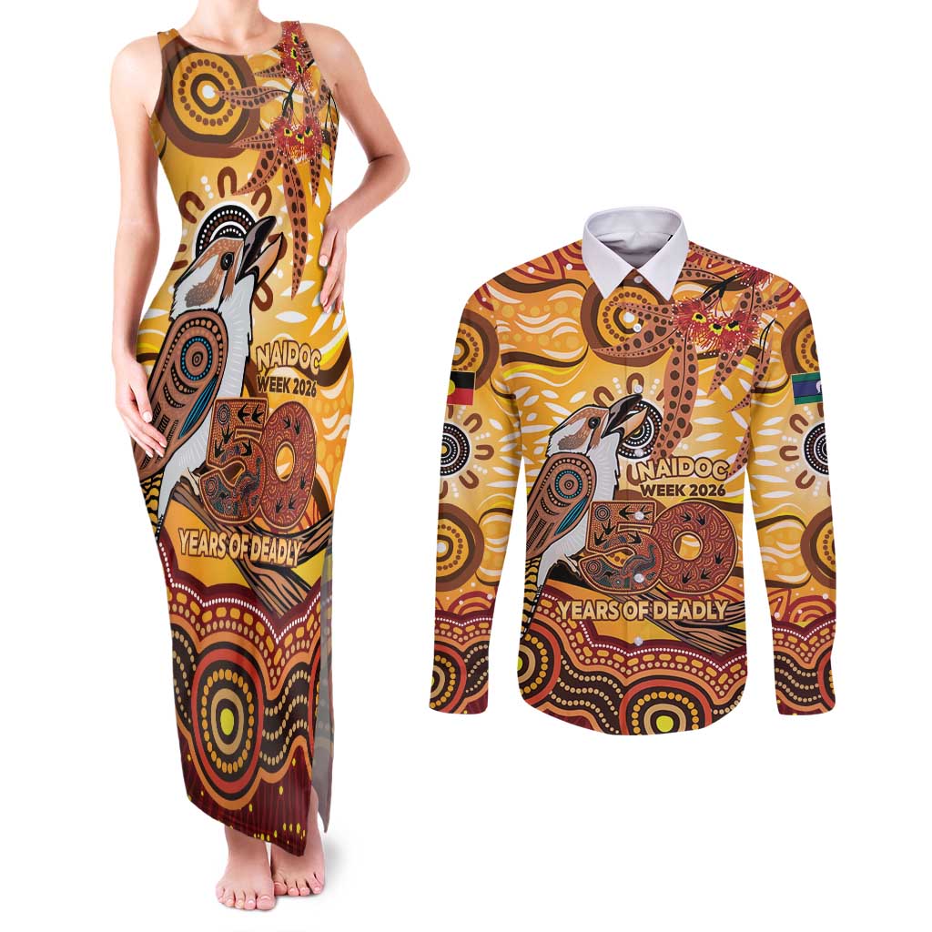 Kookaburra Australia NAIDOC Week 2026 Couples Matching Tank Maxi Dress and Long Sleeve Button Shirt 50 Years Deadly Indigenous Art