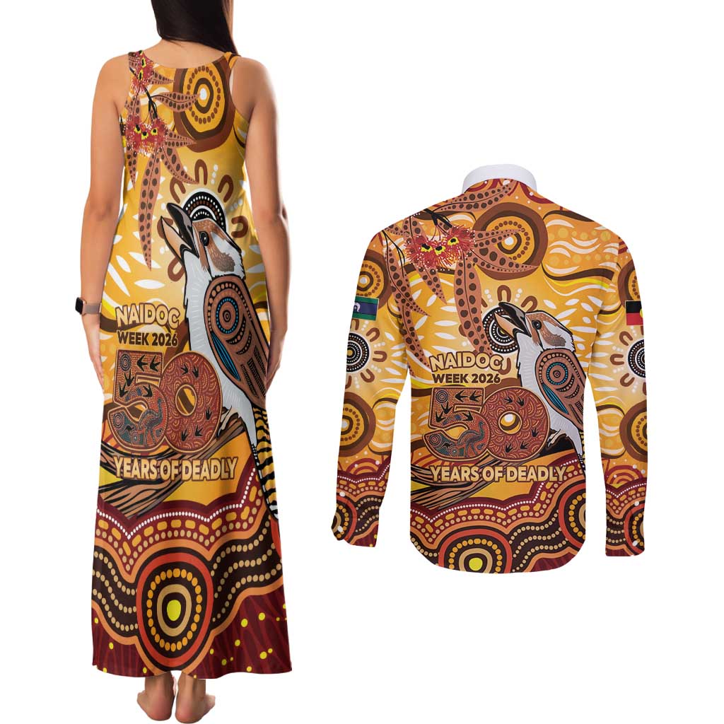 Kookaburra Australia NAIDOC Week 2026 Couples Matching Tank Maxi Dress and Long Sleeve Button Shirt 50 Years Deadly Indigenous Art