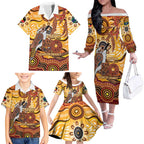Kookaburra Australia NAIDOC Week 2026 Family Matching Off The Shoulder Long Sleeve Dress and Hawaiian Shirt 50 Years Deadly Indigenous Art