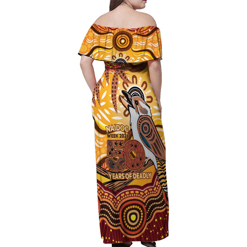 Kookaburra Australia NAIDOC Week 2026 Family Matching Off Shoulder Maxi Dress and Hawaiian Shirt 50 Years Deadly Indigenous Art