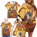 Kookaburra Australia NAIDOC Week 2026 Family Matching Off Shoulder Short Dress and Hawaiian Shirt 50 Years Deadly Indigenous Art
