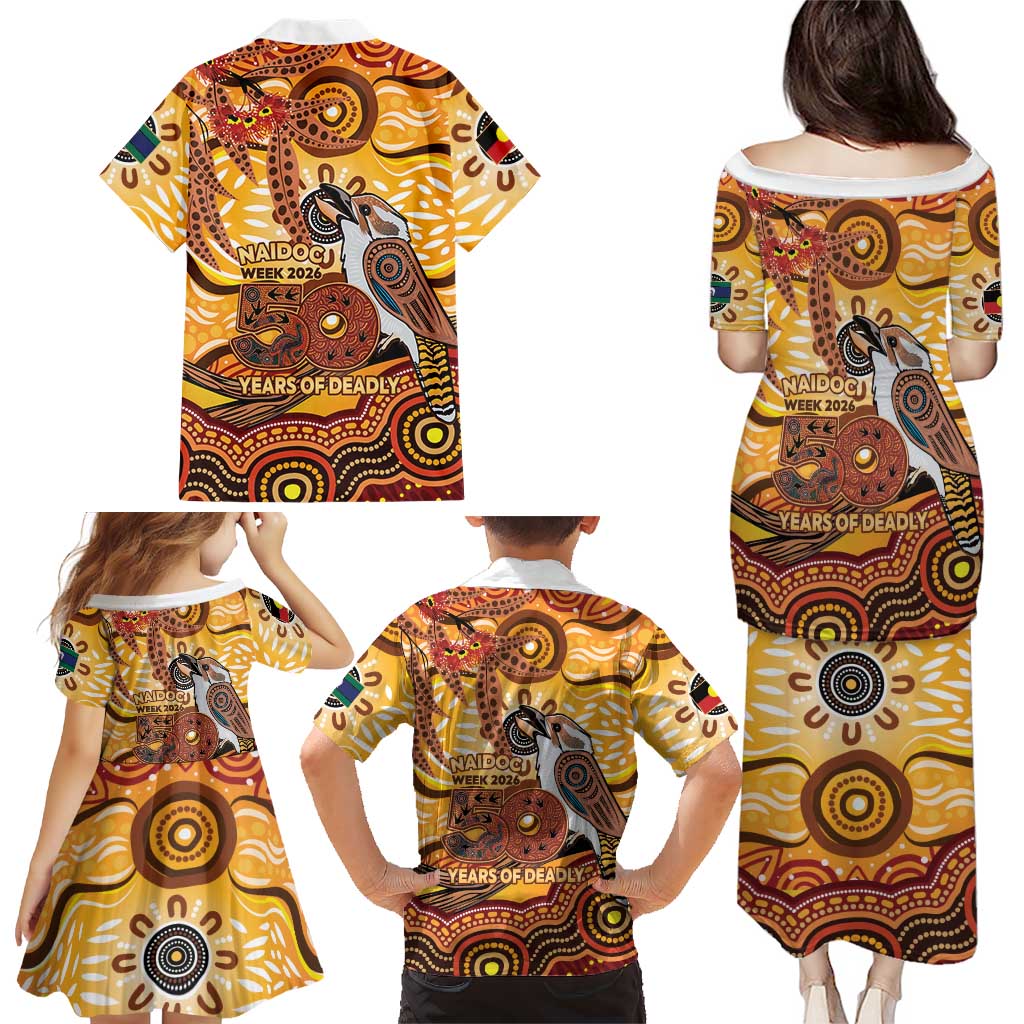 Kookaburra Australia NAIDOC Week 2026 Family Matching Puletasi and Hawaiian Shirt 50 Years Deadly Indigenous Art