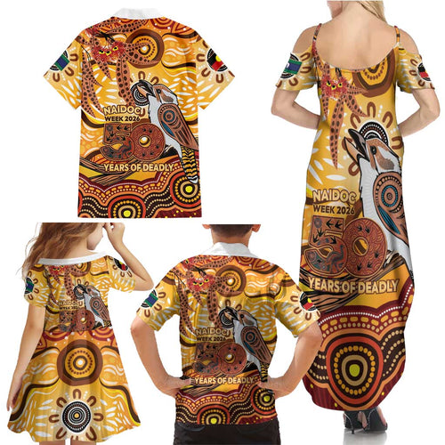 Kookaburra Australia NAIDOC Week 2026 Family Matching Summer Maxi Dress and Hawaiian Shirt 50 Years Deadly Indigenous Art