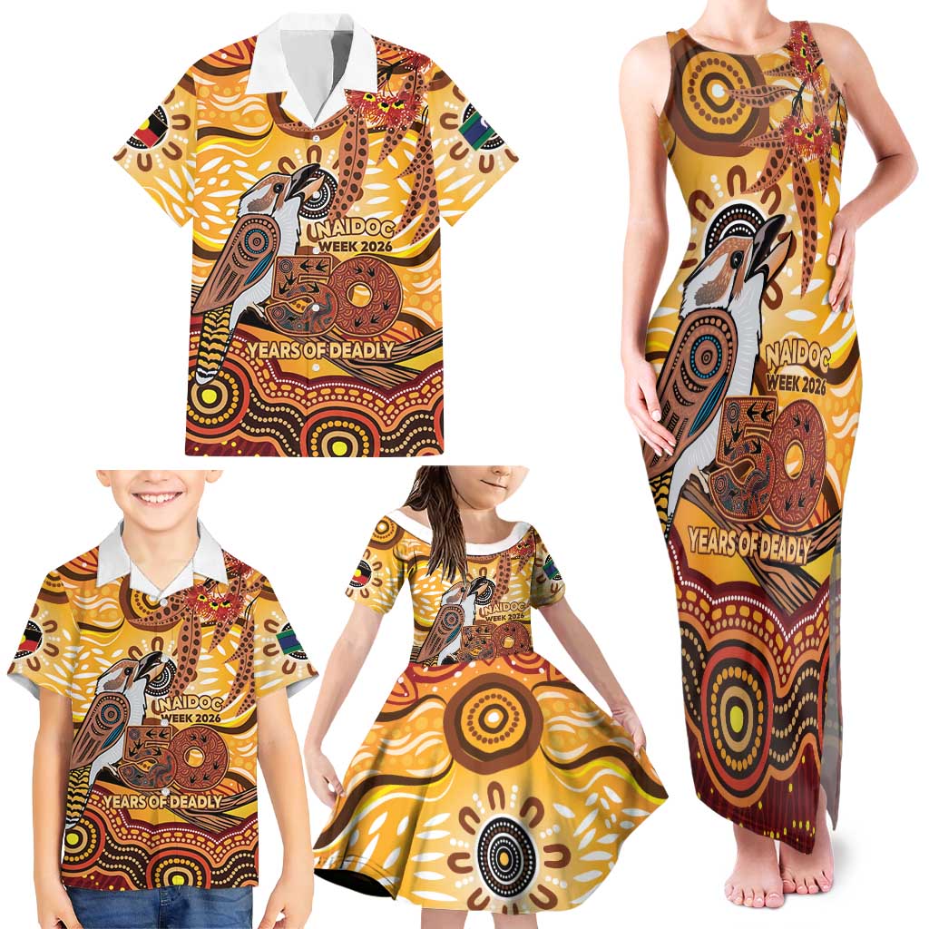 Kookaburra Australia NAIDOC Week 2026 Family Matching Tank Maxi Dress and Hawaiian Shirt 50 Years Deadly Indigenous Art