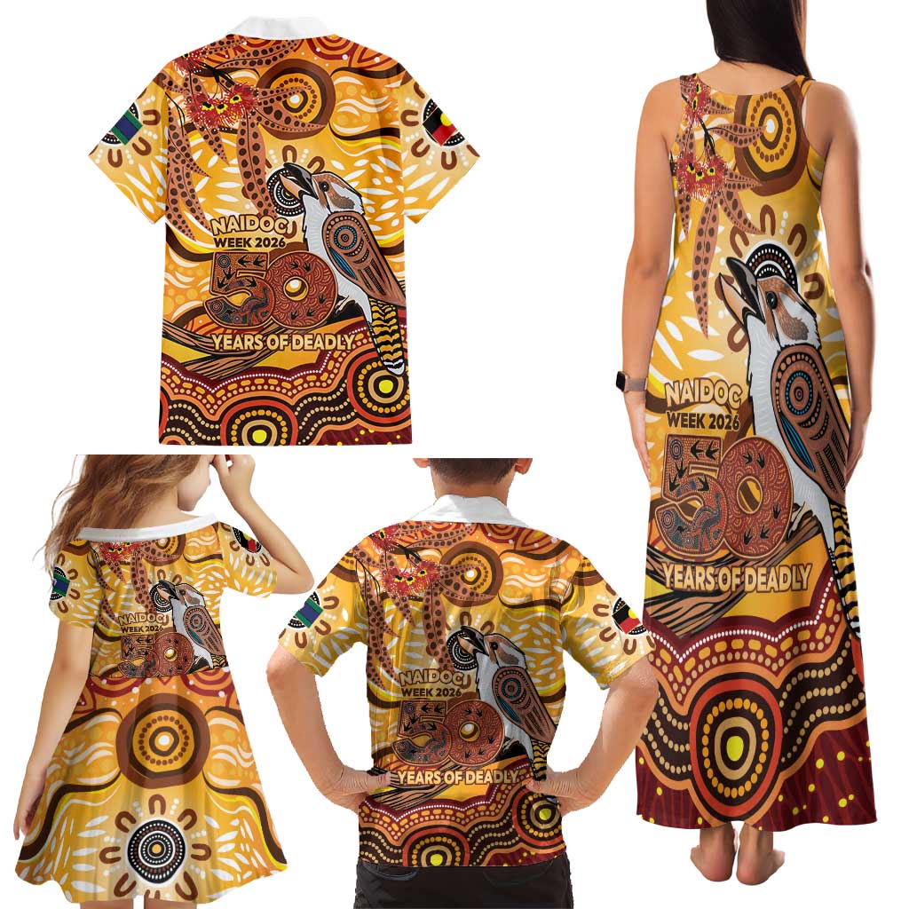 Kookaburra Australia NAIDOC Week 2026 Family Matching Tank Maxi Dress and Hawaiian Shirt 50 Years Deadly Indigenous Art