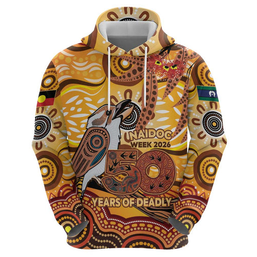 Kookaburra Australia NAIDOC Week 2026 Hoodie 50 Years Deadly Indigenous Art
