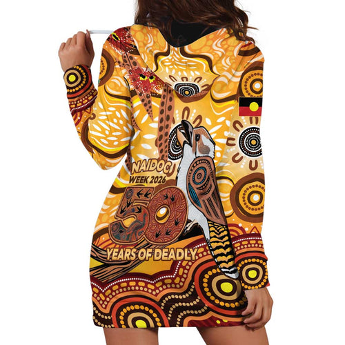 Kookaburra Australia NAIDOC Week 2026 Hoodie Dress 50 Years Deadly Indigenous Art